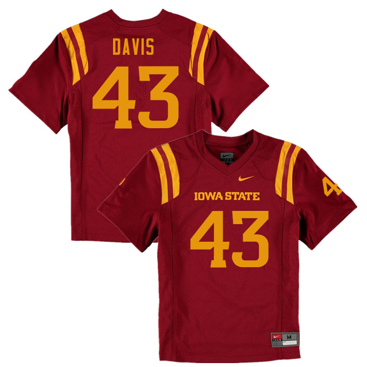 Men #43 Dae'Shawn Davis Iowa State Cyclones College Football Jerseys Sale-Cardinal - Click Image to Close